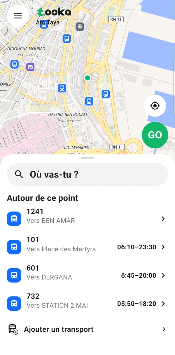 L’accueil Tooka : une carte et les transports à proximité.
